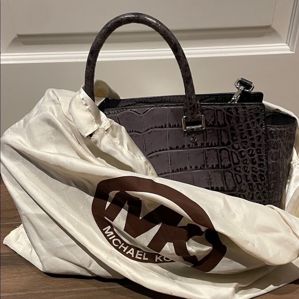Michael Kors Ombré Gray Croc-Embossed Leather Satchel | Crossbody | Excellent - Picture 16 of 16